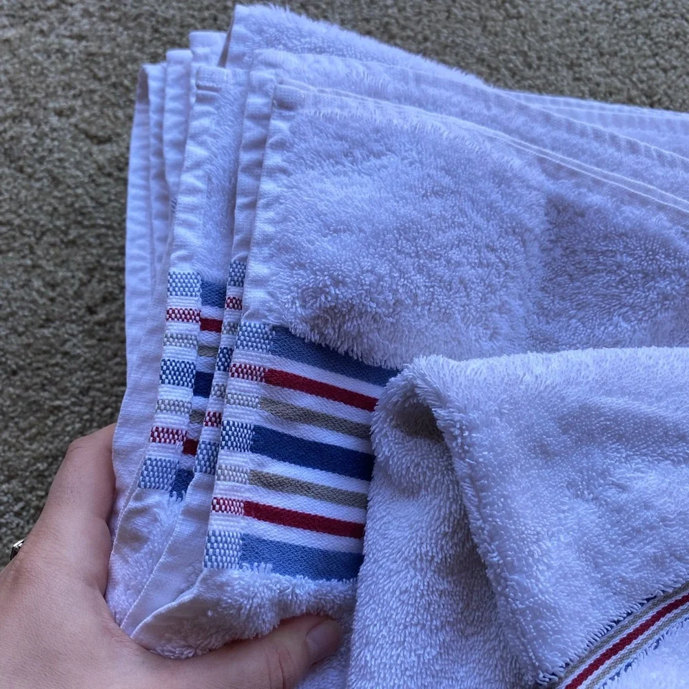 Pottery Barn Turkish Cotton Towel Set 2 Bath Towels and 2 Washcloths Stripes